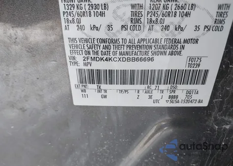 2013 Ford Edge Limited from USA, damaged, VIN 2FMDK4KCXDBB66696